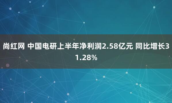 尚红网 中国电研上半年净利润2.58亿元 同比增长31.28%